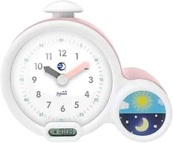 Pabobo Kid Sleep - Wecker - Kinder pädagogische Wecker Tag / Nachtbeleuchtung - Doppelanzeige und 3 Alarme zu wählen - funktioniert auf DC oder Batterien – rosa : Amazon.de: Küche, Haushalt & Wohnen
