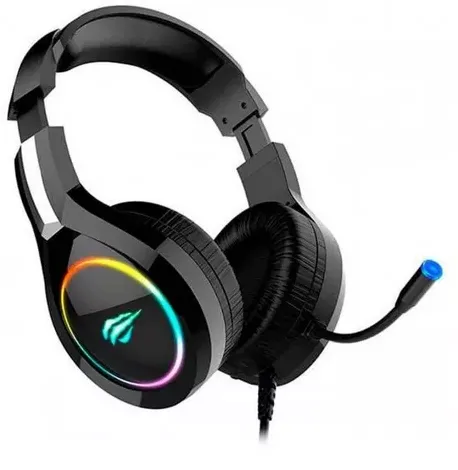 Fone de ouvido over-ear gamer Havit H2232D 2xP2, RGB - Preto | Frete grátis