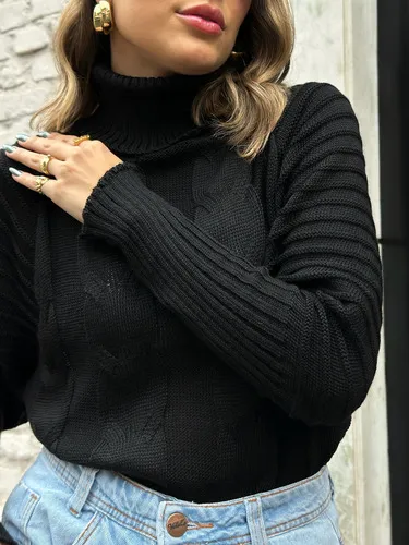 Blusa Feminina Trança Gola Alta Mangas Larga Coleçao Inverno | Parcelamento sem juros