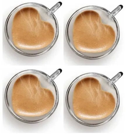 Jogo C/ 4 Xicaras Café Chá Coração Parede Dupla 80ml Copo | MercadoLivre