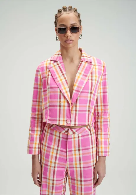 blazer xadrez alfaiataria cropped - my favorite