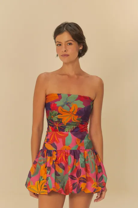 saia balonê estampada floral tropical
