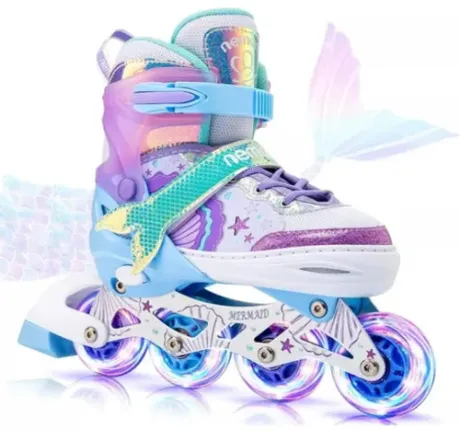 Patins 4 Rodas Inline Infantil Led Sereia Top | Parcelamento sem juros