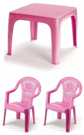 Jogo Mesa + Duas Cadeiras Infantil Kids Lazer Baby Cor Rosa-claro | MercadoLivre
