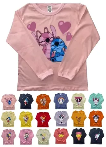 Blusa Feminina Manga Longa Menina Infantil Kit 5 Peças | MercadoLivre