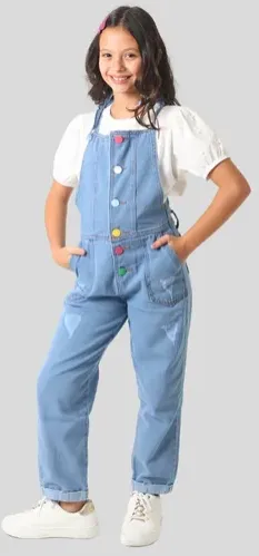 Jardineira Macacão Calça Jeans Infantil Juvenil Menina Luxo | MercadoLivre