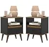 Conjunto 2 mesa de cabeceira retrô pés palitos 1 gaveta luxo -TED- Preto/nature | Amazon.com.br