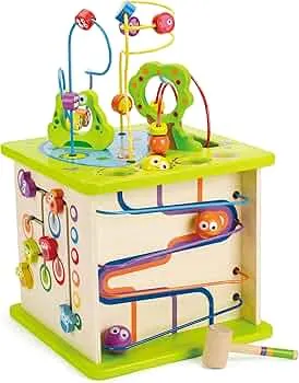 Hape Motorikwürfel „Kleine Tierchen“ aus Holz Multifunktions-Spielwürfel | Lernspielzeug aus Holz für Kleinkinder I fünfseitiges Busy Board I Montessori Spielzeug ab 1 Jahr: Amazon.de: Spielzeug