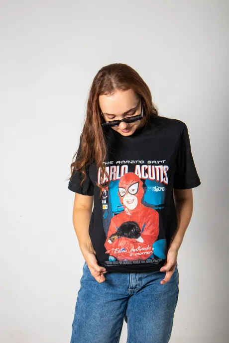 Camiseta São Carlo Acutis - Super Heroi cor preto – UseDons