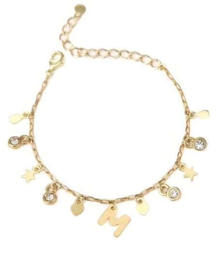Pulseira Letra Banhada a Ouro 18k - Plaka Acessórios