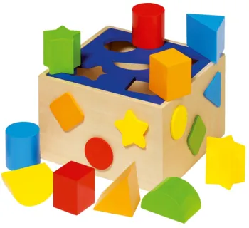 goki Motorikspielzeug "Steckbox", 11-teiliges Steckspiel aus massivem Holz