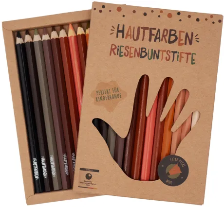 Riesenbuntstifte von Hautfarben – 12 dicke Buntstifte für Kleinkinder