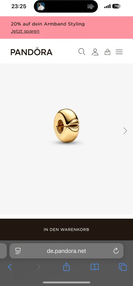 Pandora Clip Charm gold (49€)