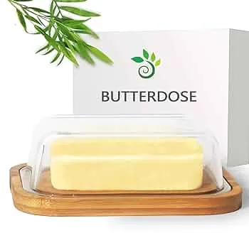 Amazon.de: Theo&Cleo Butterdose aus Glas und Bambus, Umweltfreundlicher und nachhaltiger Bambus, Hochwertiger Glasdeckel, Butter Box, 250 g Butter