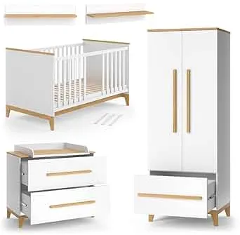 VitaliSpa Kinderzimmer-Set Malia, Weiß/Eiche, 4er Set : Amazon.de: Baby