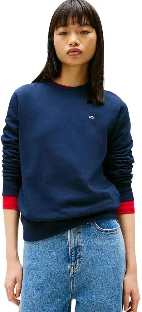 Tommy Jeans Damen Pullover Crew Neck Rundhalsausschnitt, Blau (Dark Night Navy), XL : Amazon.de: Fashion