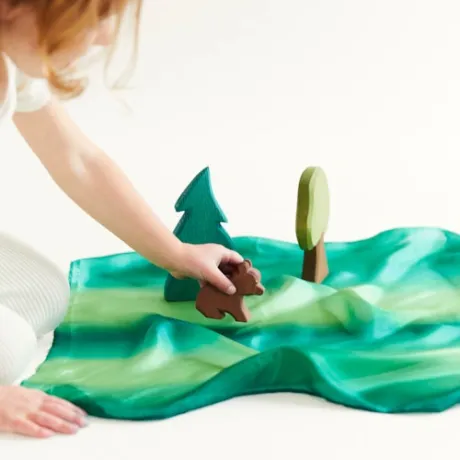 Sarah's Silks kleine Spielseide Wald-Grün 53 x 53 cm kaufen