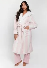 Loungeable CHUNKY STRIPE MIDI HOODED - Bademantel - pink - Zalando