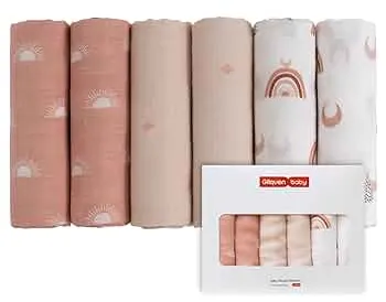 GLLQUEN Musselintücher für Babys, 6 Stück Spucktücher aus Baumwolle 70 cm x 70 cm, saugfähig und atmungsaktiv und ideal zum Reinigen, Abwischen und Abdecken von Neugeborenen : Amazon.de: Baby