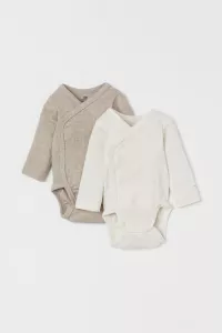 2er-Pack Langarmbodys - Helles Taupe/Hellbeigemeliert - Kids | H&M DE