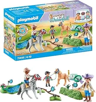 PLAYMOBIL Horses of Waterfall 71495 ponyturnering, spændende konkurrencer for små mestre, med omfattende tilbehør, detaljeret legetøj til børn fra 4 år: Amazon.de: Legetøj