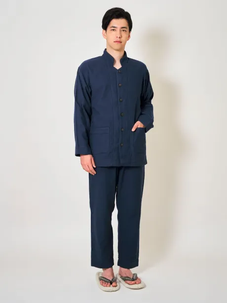 Samue Heritage-Cut Cotton Pajama Set in Indigo | Japan Objects Store