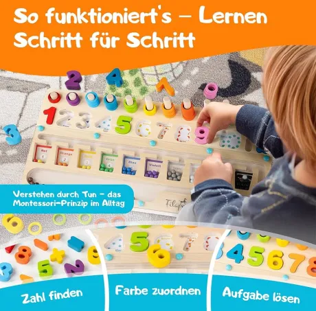 Filapen® Montessori Spielzeug ab 3 Jahren I Pädagogisches Motorikspielzeug I Farben & Zahlen Lernen I Labyrinth Magnetspiel aus Holz: Amazon.de: Spielzeug