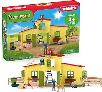 SCHLEICH Farm World | Große Farm mit Bauernhaus 42605 | Set inkl. Haus, Bauer, Kuh, Schwein, Katze, Maus & Zubehör | detailgetreues Bauernhof Spielzeug für Mädchen & Jungen ab 3 Jahren | 92 Teile: Amazon.de: Spielzeug