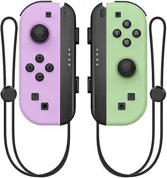 Controle de substituição para Nintendo Switch, alternativas para esquerdo e direito, controle de interruptor com suporte Turbo (Verde e roxo com cordão) | Amazon.com.br