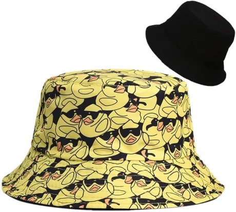 LANLYLGQ Fischerhut Beidseitig Tragen Unisex Herren Damen Sonnenhut UV Schutz Sommerhut Bucket Hat (Baumwolle, Ente-Schwarz) : Amazon.de: Fashion