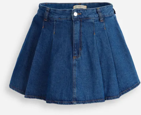 short saia plissada juvenil com pregas azul