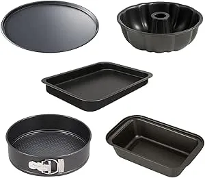 Kit 5 Formas Antiaderente de Aço Carbono – Pão, Bolo, Torta e Assadeira