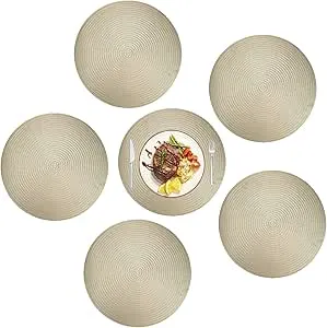 RZKJ-SHOP Tischset, rund, Untersetzer, Vinyl, rutschfest, geflochten, strapazierfähig, für Hochzeit, Abendessen, Restaurant, Hotel, 38 cm (6 Stück) : Amazon.de: Küche, Haushalt & Wohnen