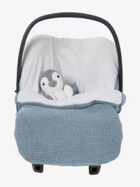 Vertbaudet Gestrickter Babyschalen-Fußsack, gefüttert in blaugrau