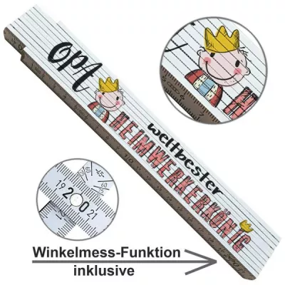 Bedruckter Zollstock mit Spruch Geschenk Opa Heimwerkerkönig - Personalisierte Geschenke von My Sweetheart®