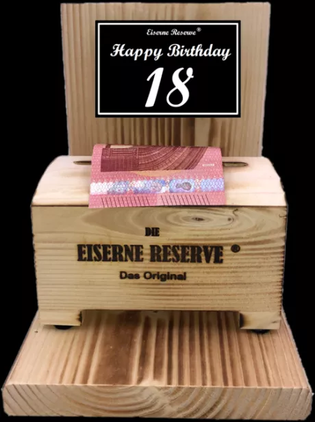 Geschenke zum 18. Geburtstag - Eiserne Reserve ® Geldbox - Geldgeschenk Schatztruhe